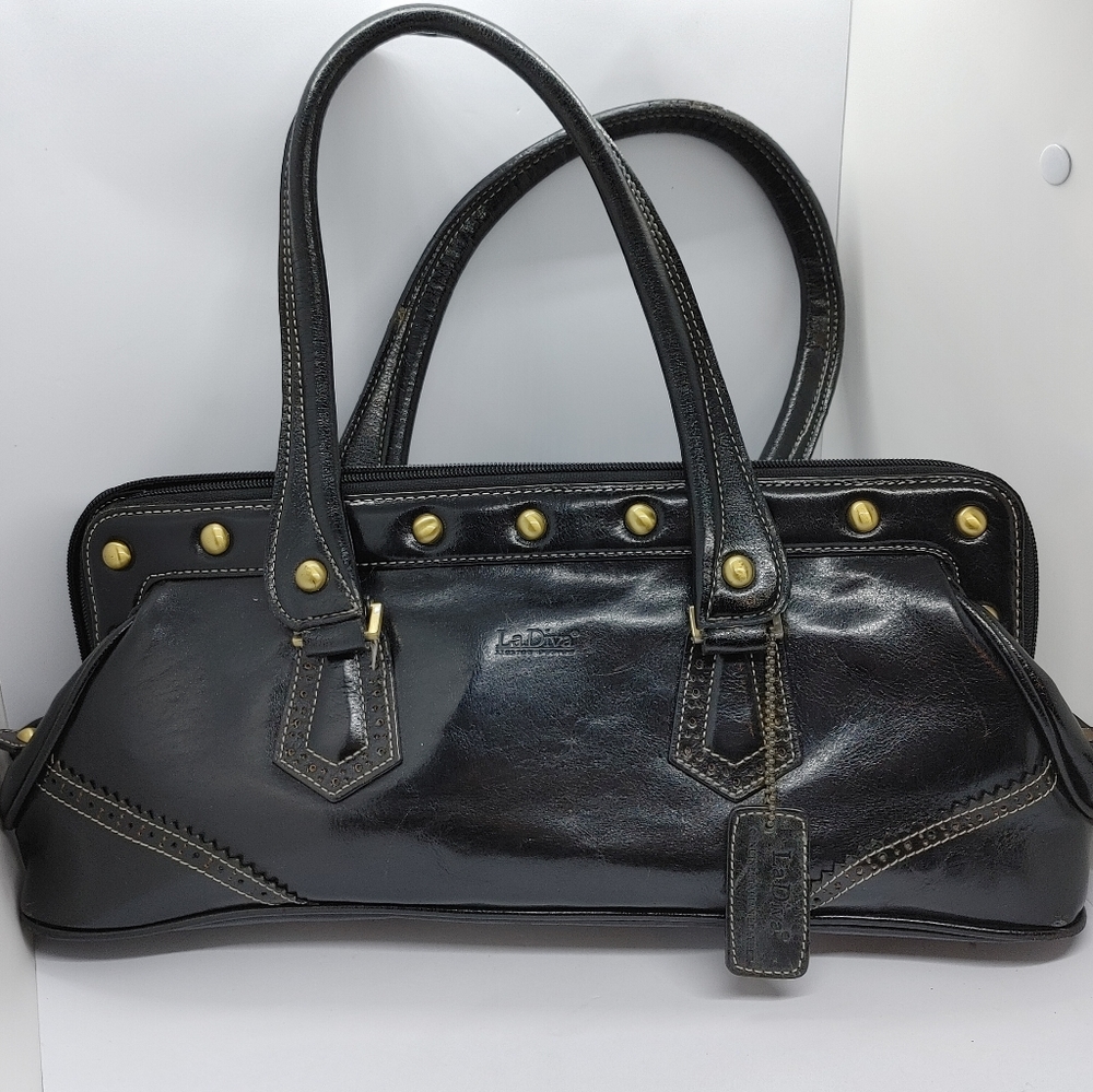 La Diva Black Leather Bag